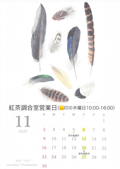 2025年11月「紅茶調合室営業日のご案内」